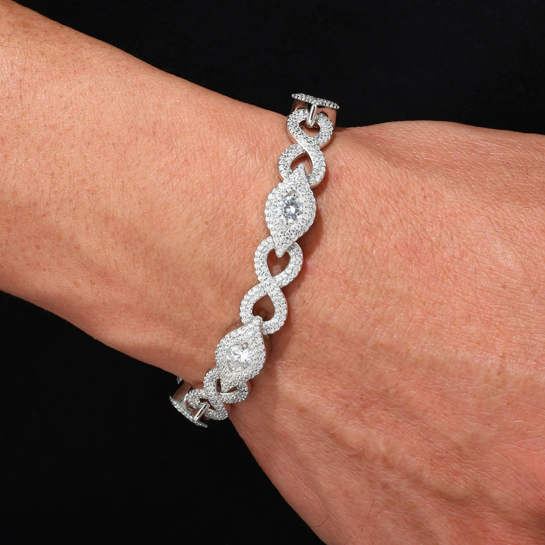 925银莫桑石手链 2025男士手链莫桑钻恶魔之眼简约925银手链