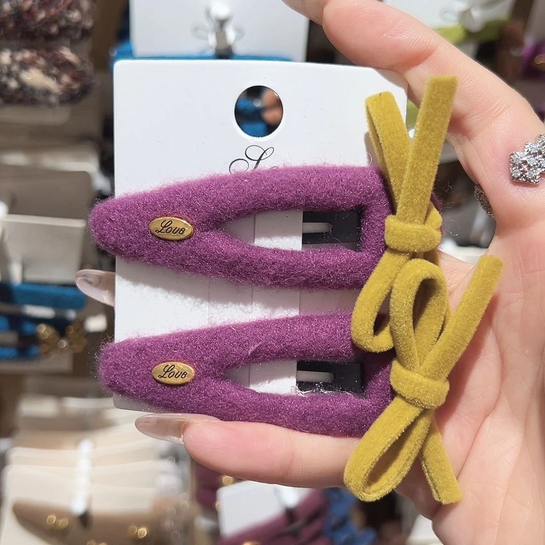 皮质铁合金蝴蝶结紫色掰掰夹