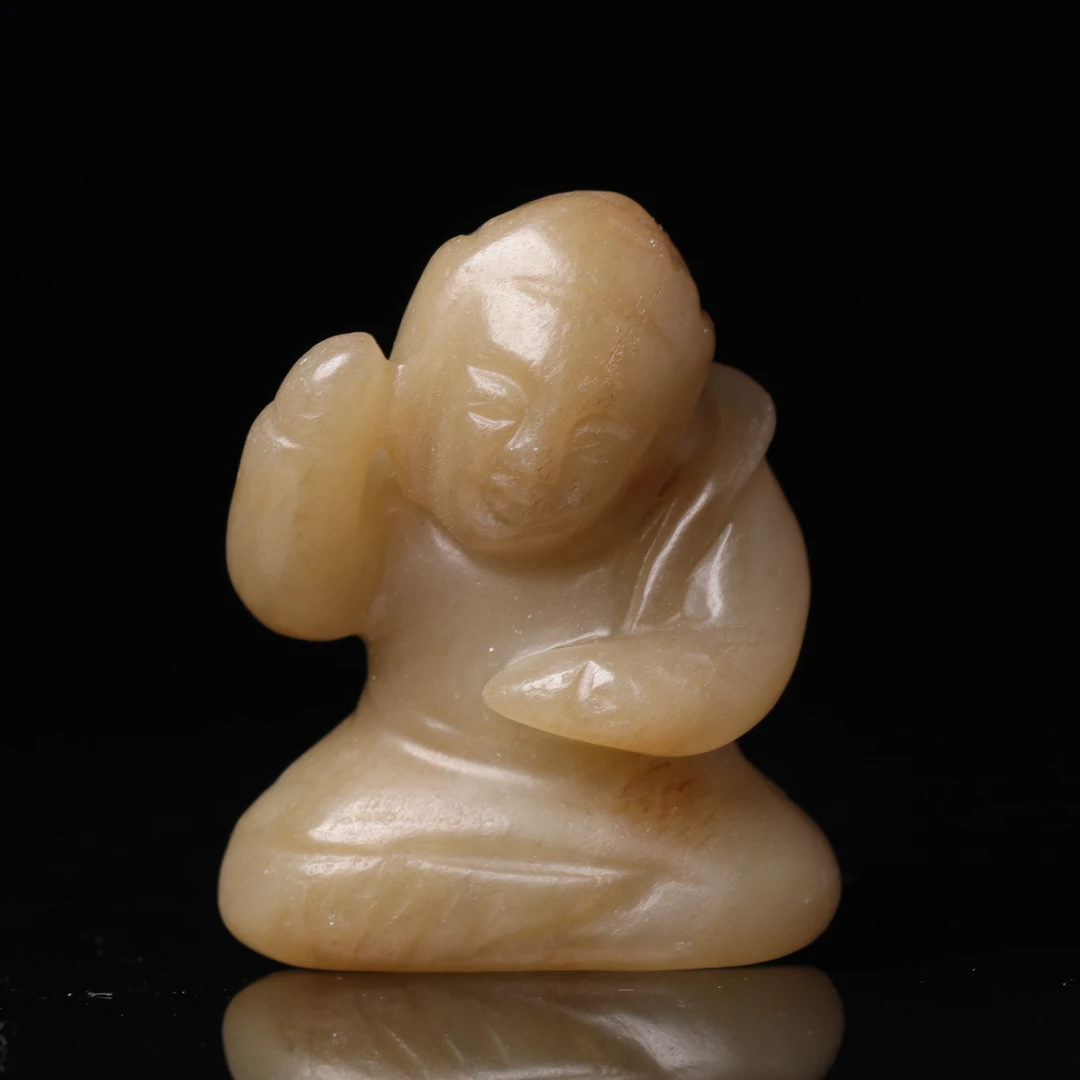 明代和田玉胡人花件