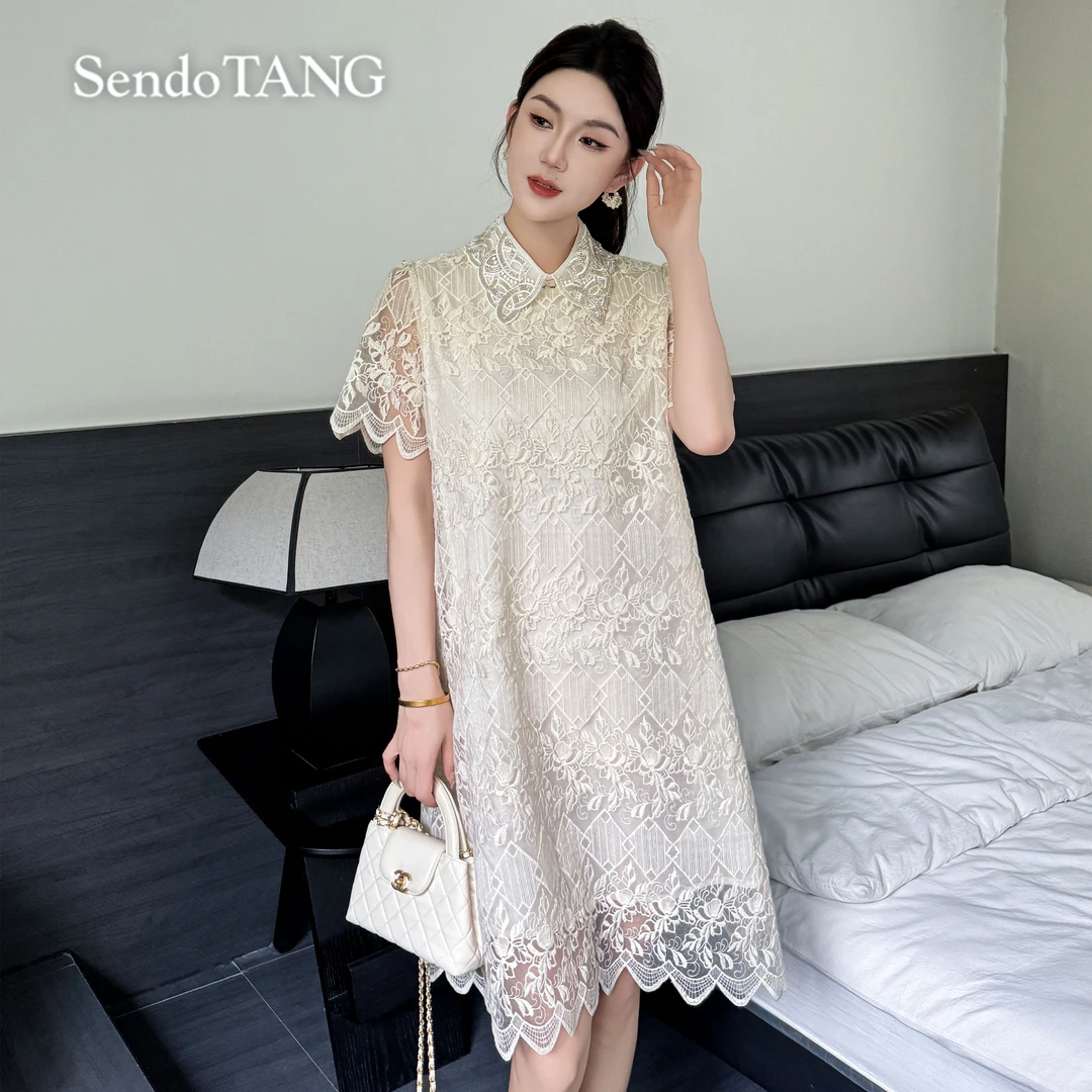 现货气质蕾丝【霜浸】胖多女装新款休闲时尚气质高级感连衣裙