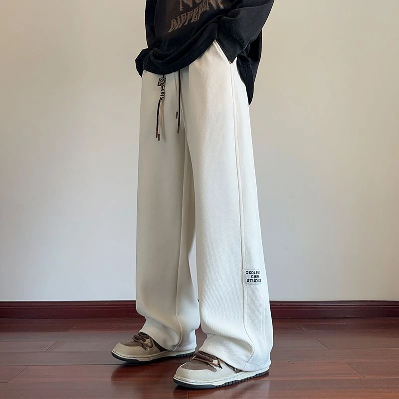 早春大码潮流宽松休闲卫裤百搭直筒港风拖地裤高街阔腿垂感裤子