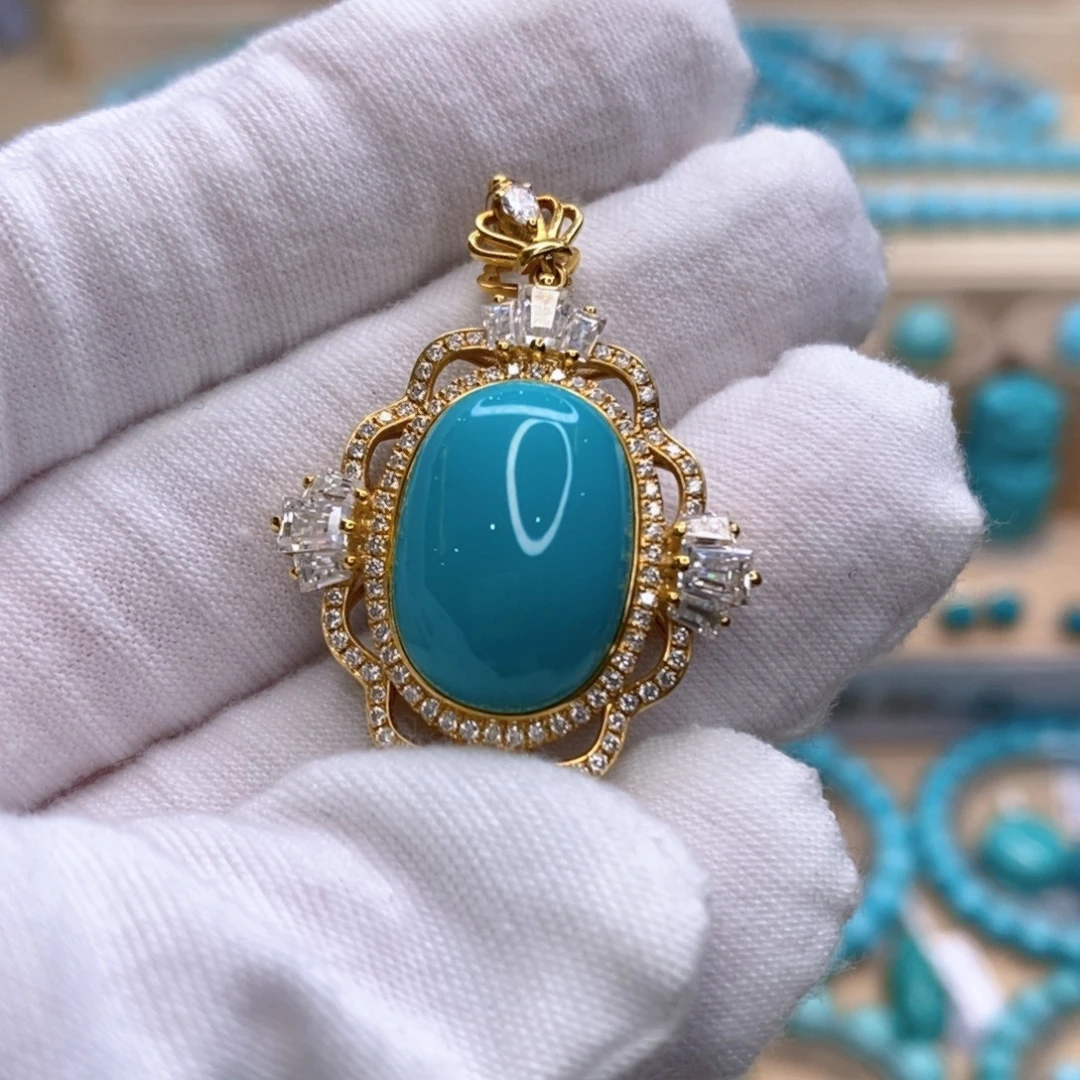 绿松石18K金镶嵌珠宝奇石