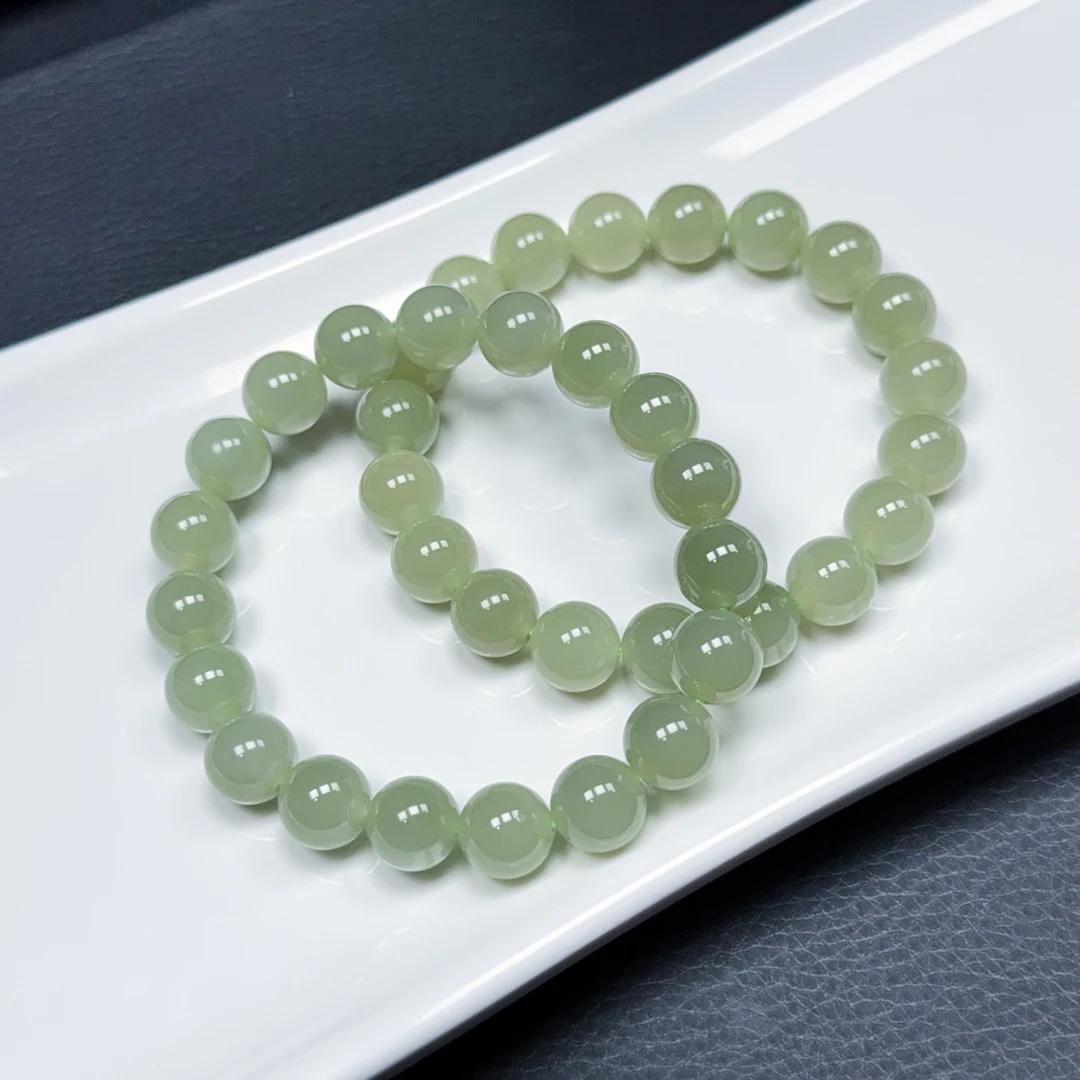 【伟伟鉴定】和田玉 晴水 圆珠手串10+ 多样性发货一件轻微棉纹正常