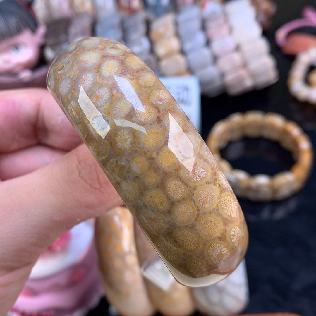 【闪购商品】颈饰未镶嵌硅化珊瑚（珊瑚玉）74号58.7圈金皮花