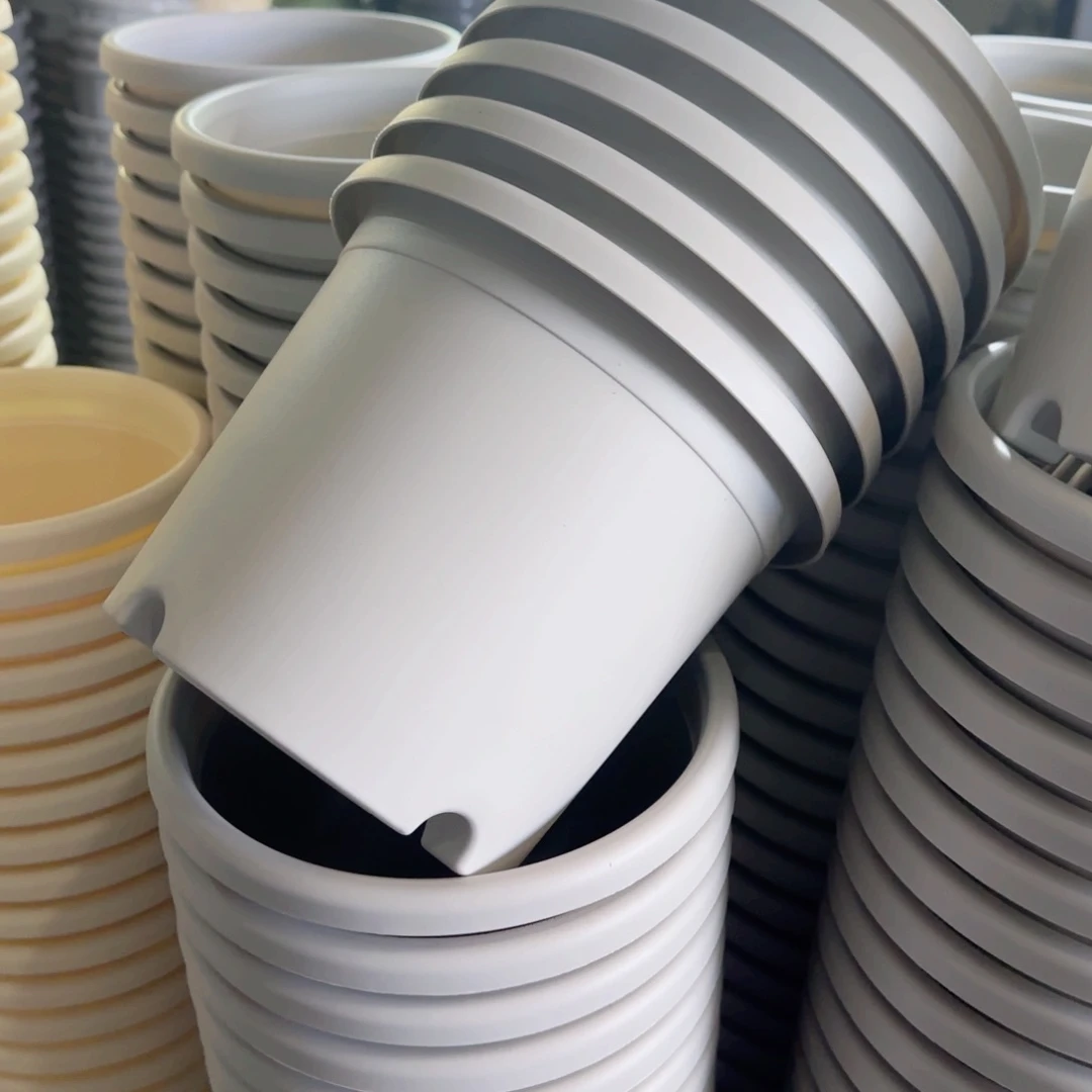 树脂四季盆3#无拖灰白微瑕10