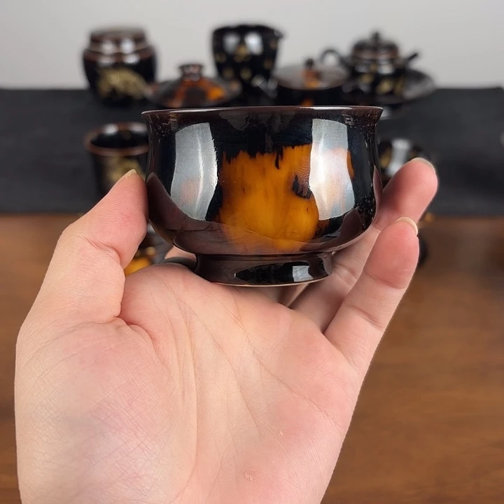 瓷玳瑁釉高炉式杯