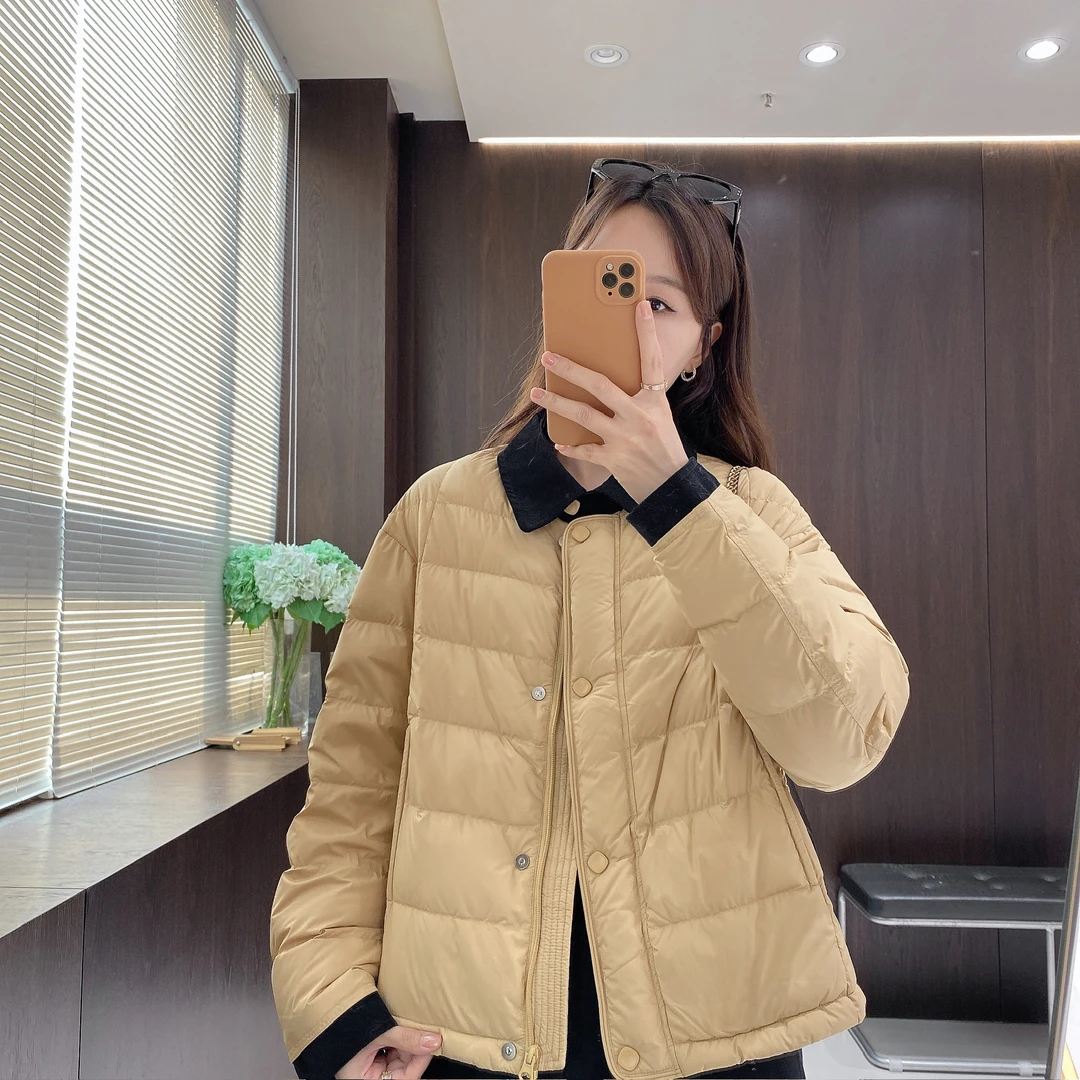 IMFLY金小金自制女装 鸭绒羽绒服DYW9908秋冬翻领撞色鸭绒外套