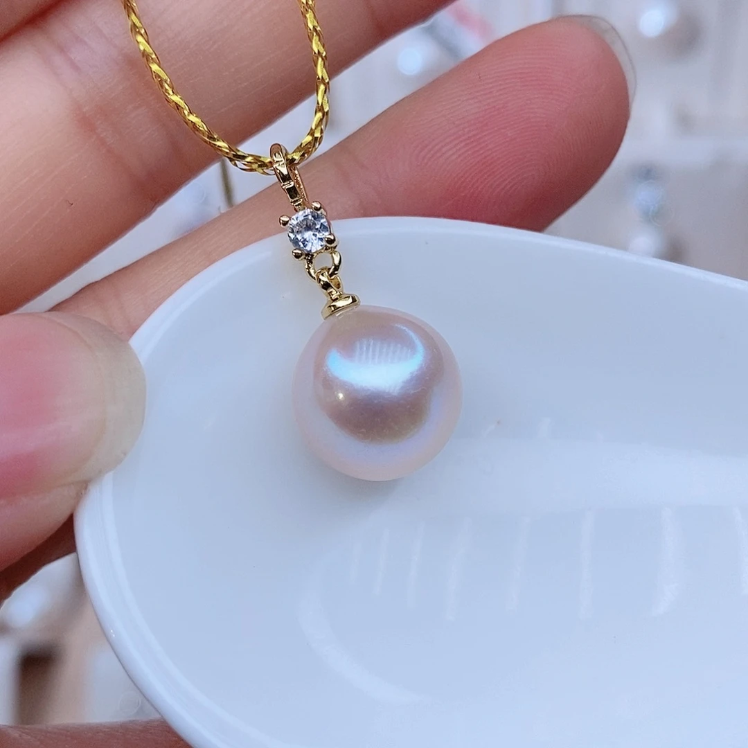 项链银S925镶嵌淡水珍珠