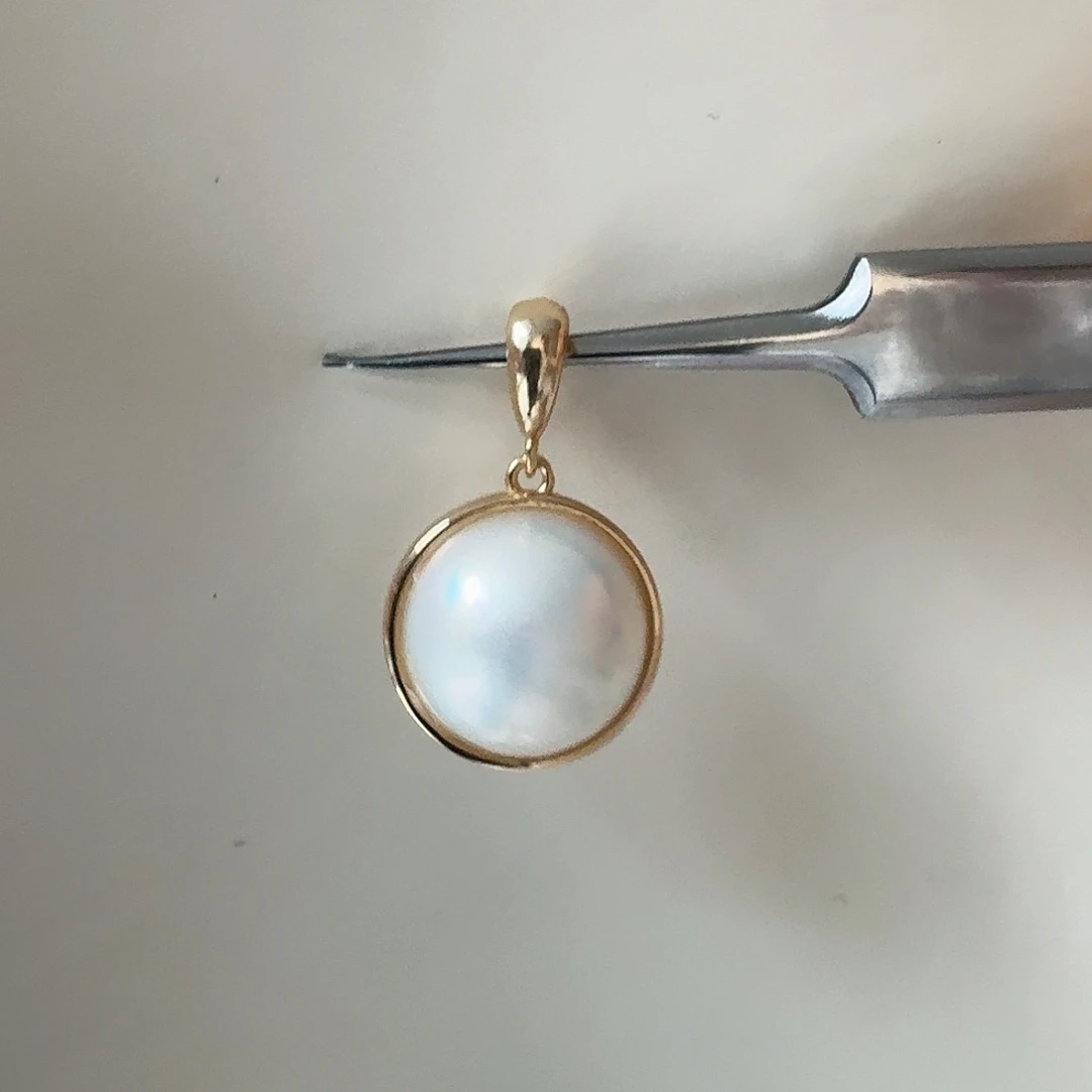 银S925镶嵌拼合珍珠（马贝珠）颈饰