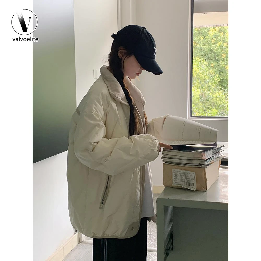 VALVOELITE女新热风格超级漂亮羽绒棉衣短轻量级棉质宽松夹克外套