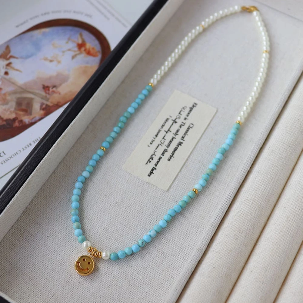 FXM/梓珊 合金项链 镀K金 笑脸仿珍珠时尚甜美百搭女项链 ZR-B546