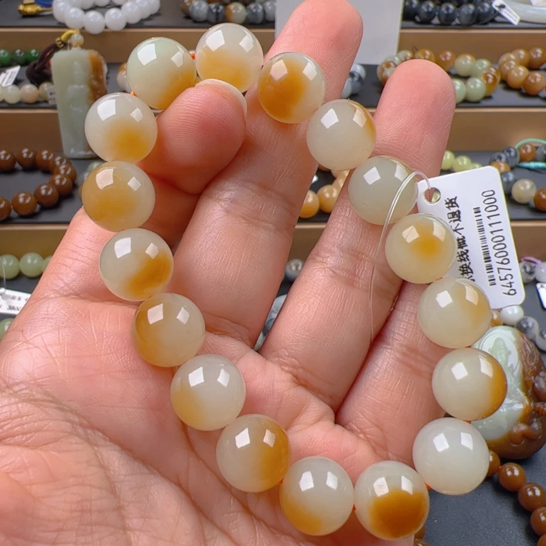 和田玉未镶嵌手链新疆且末金山奶盖糖卡12精品