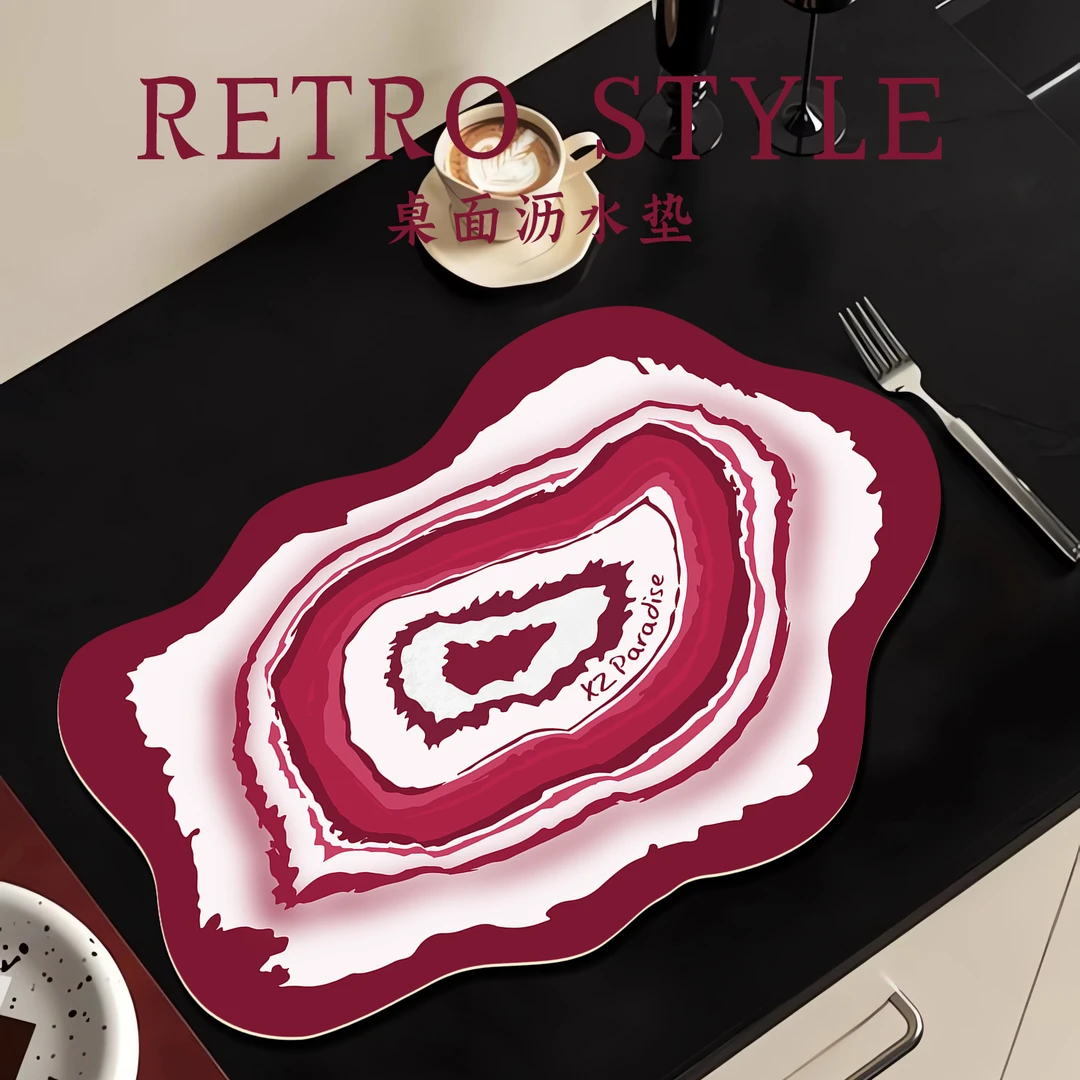 【小张乐园专属】喜庆红色沥水垫桌面干燥垫防滑吸水皮革