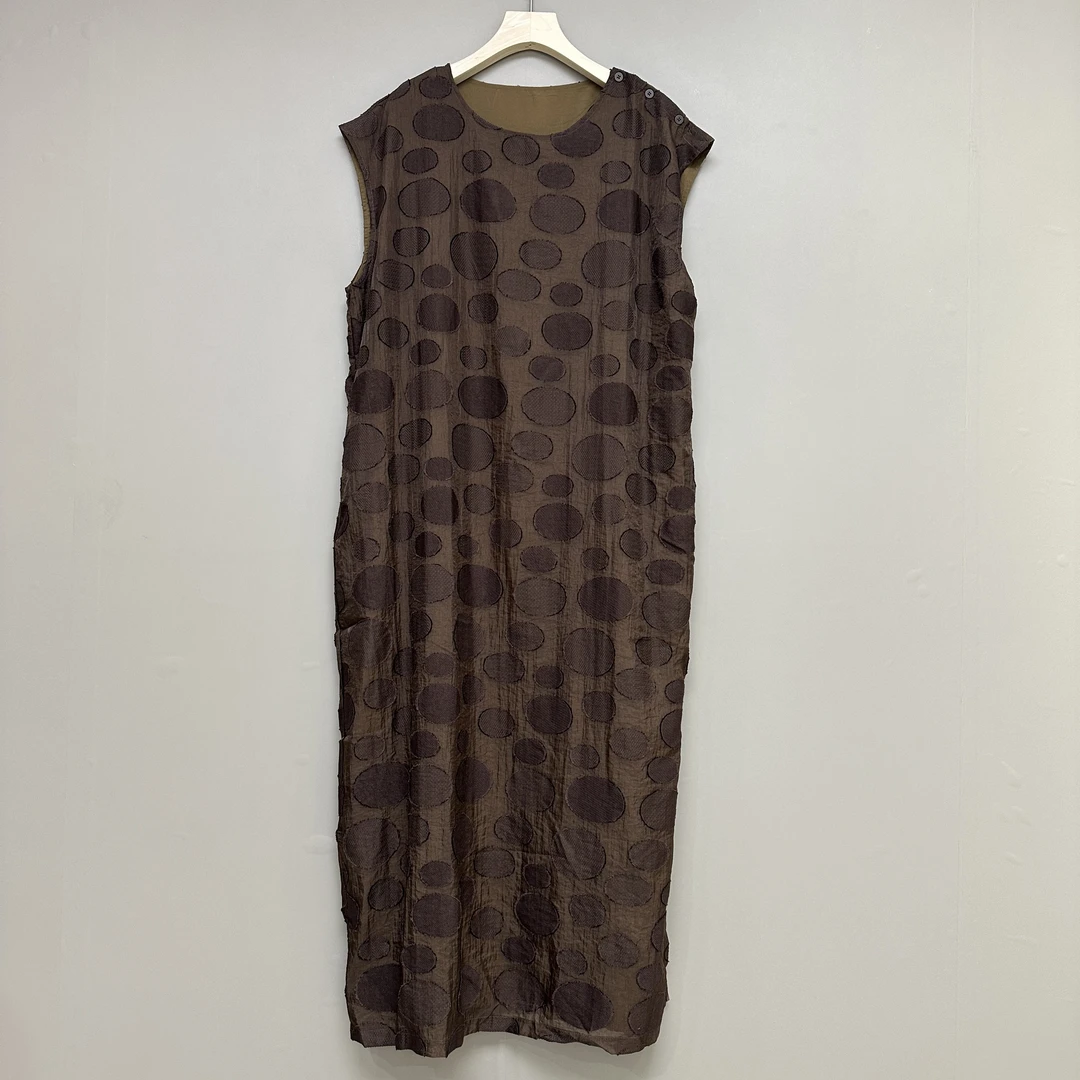 原创设计时尚简约大码背心连衣裙无袖桑蚕丝长裙6068