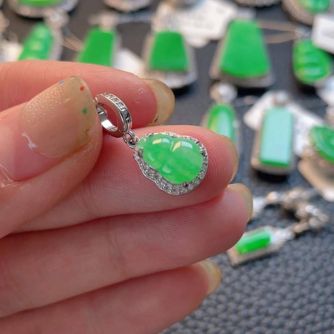 翡翠银S925镶嵌吊坠(不含链)