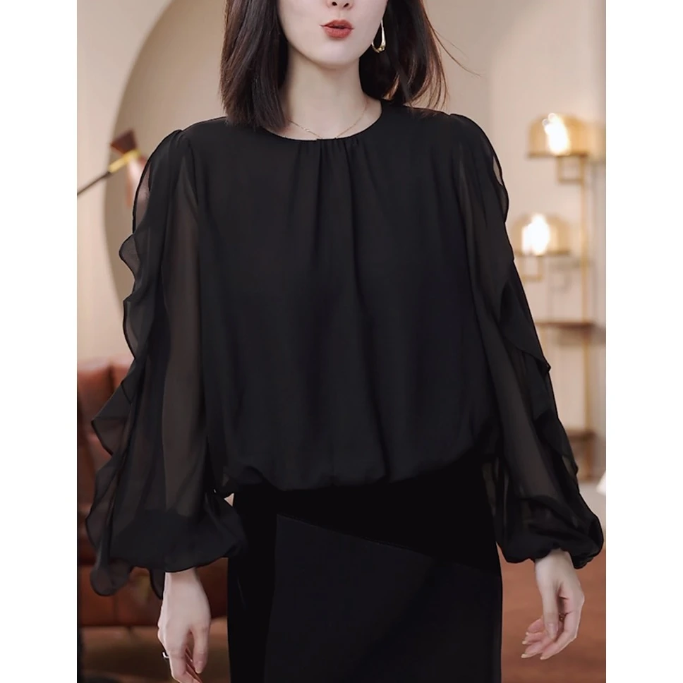 法式高级感轻奢长袖衬衫女2025秋季新款洋气减龄气质显瘦薄款内搭