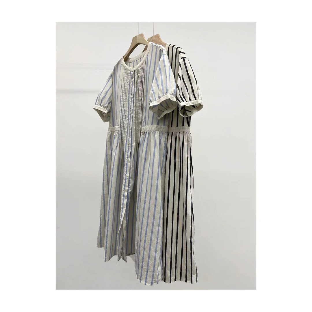 11里半&如懿【乐谱】竖条纹时尚休闲宽松简约显瘦连衣裙224391261