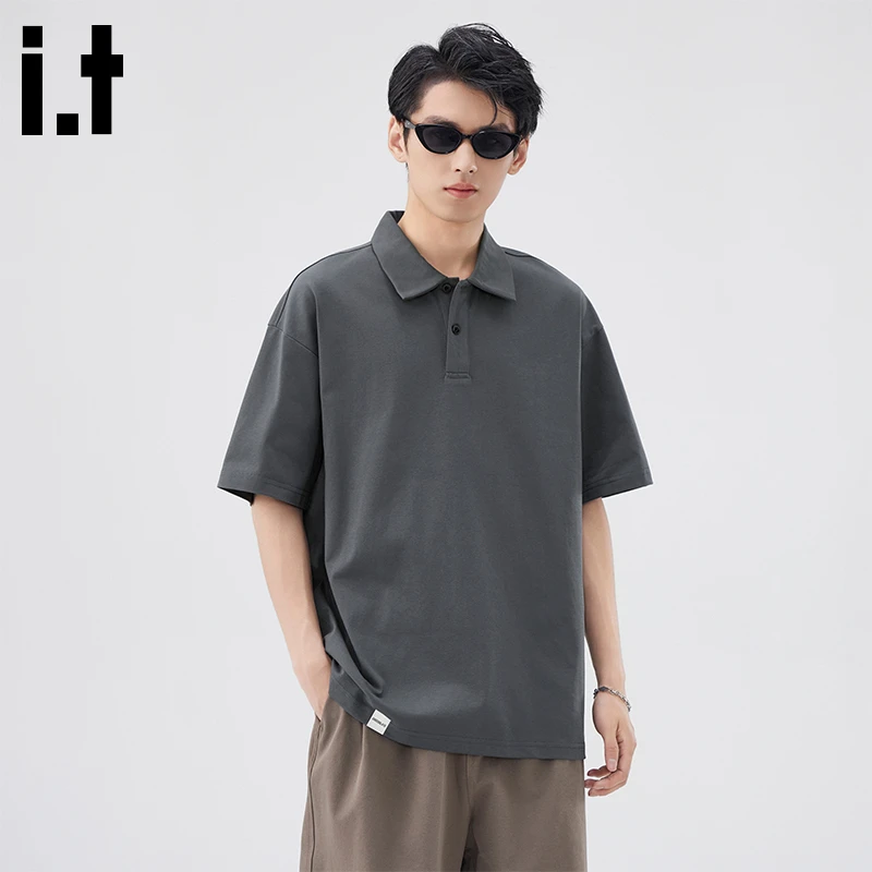 i.t:CHOCOOLATE宽松polo衫短袖男士2025夏季新款时尚翻领t恤上衣
