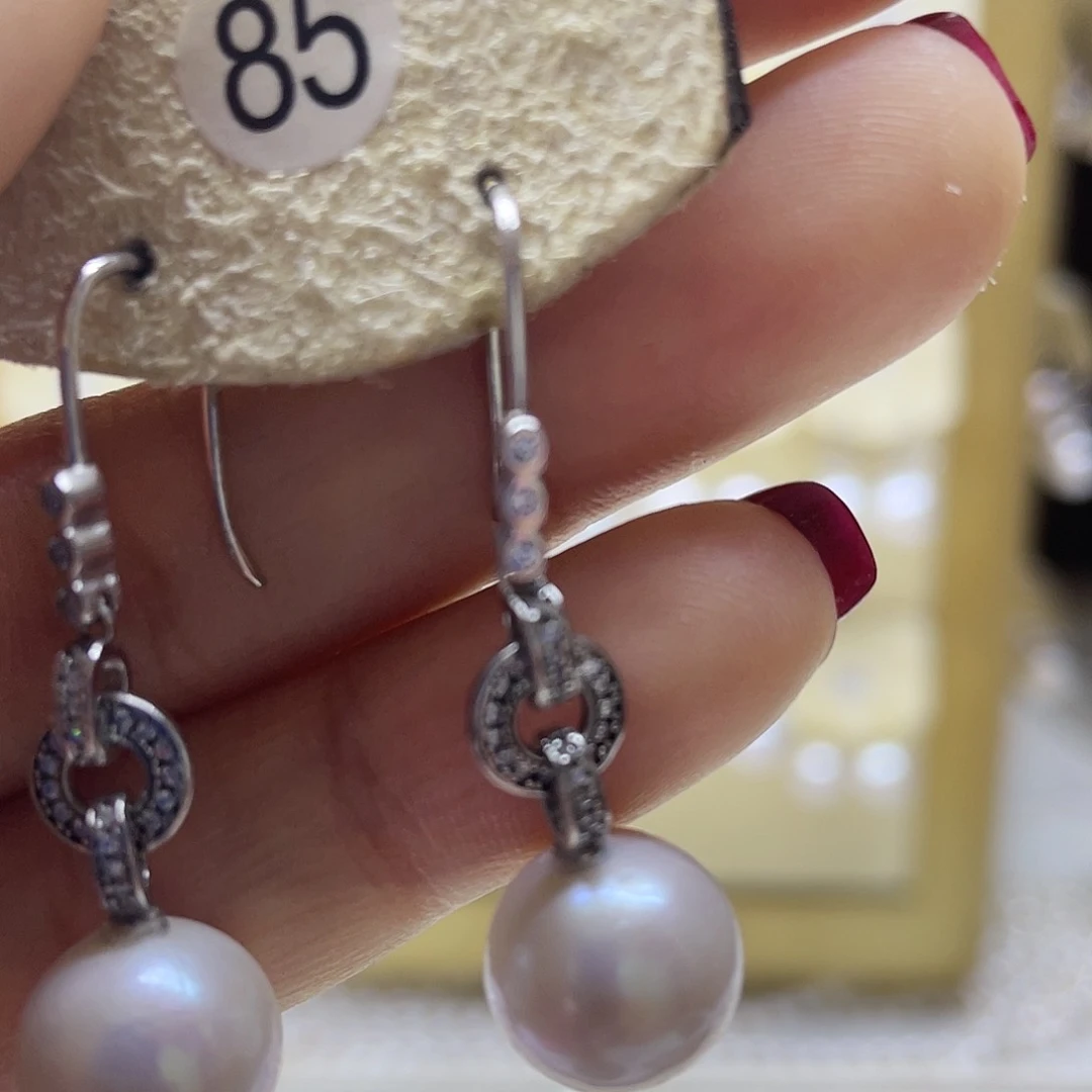 淡水珍珠耳饰银S925镶嵌