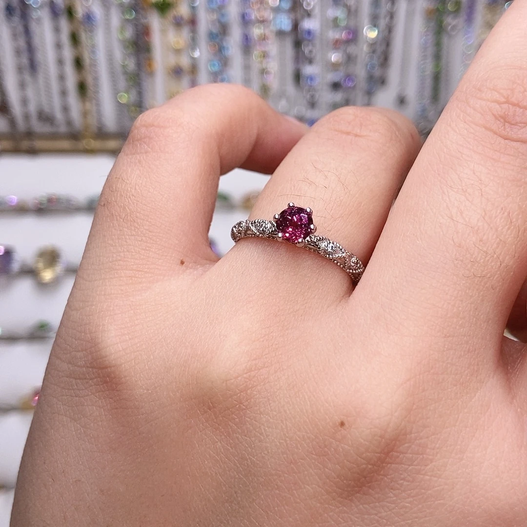 石榴石戒指银S925镶嵌