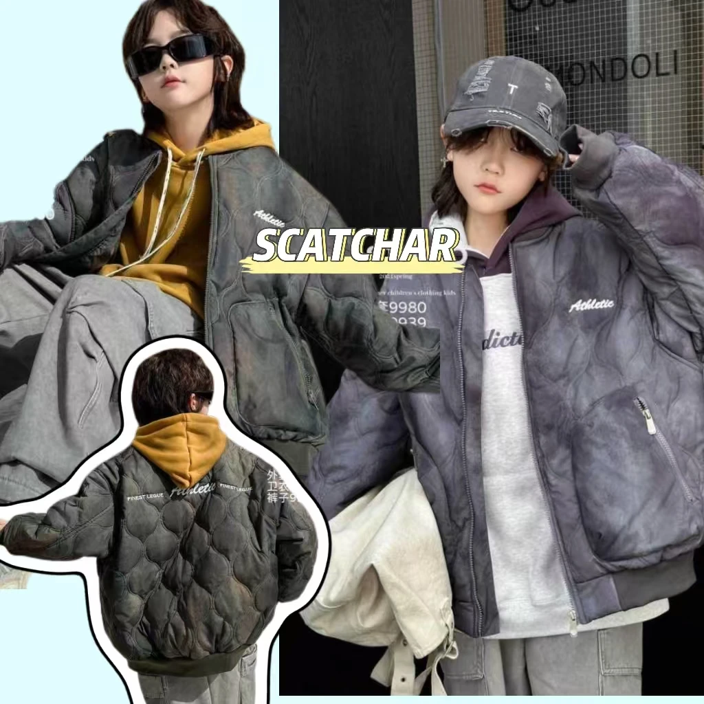 【杨少华服饰】秋冬韩版棉服中大童时尚网格潮服加厚保暖外套9980