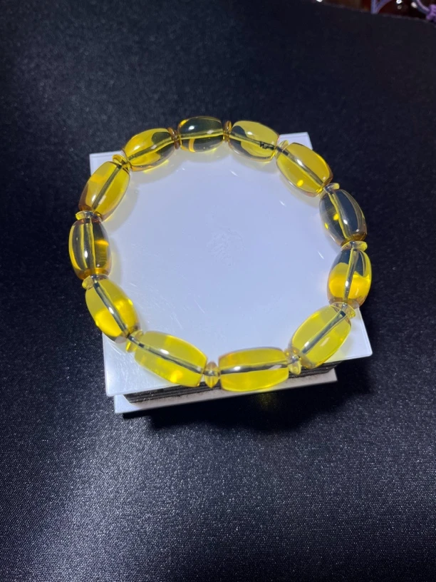 【凯馨珠宝】缅甸天然金蓝珀手串