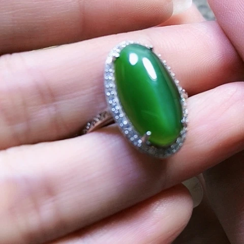 和田玉银S925镶嵌戒指