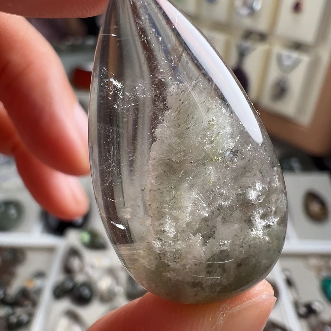 水晶颈饰银S925镶嵌天然幽灵水晶