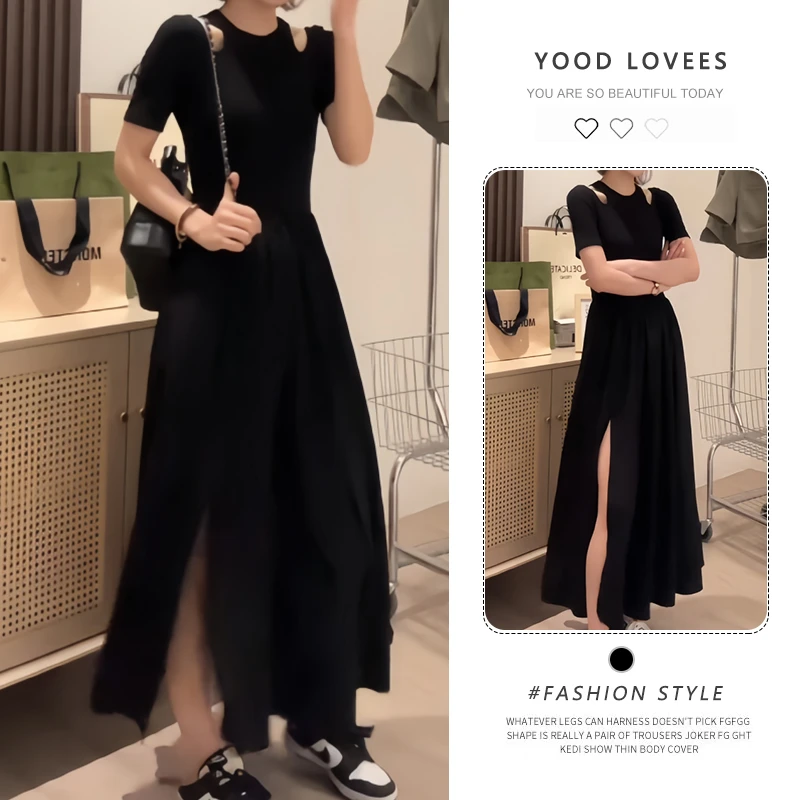 法式复古连衣裙2026夏季新款高级感收腰显瘦气质a字赫本小黑裙女