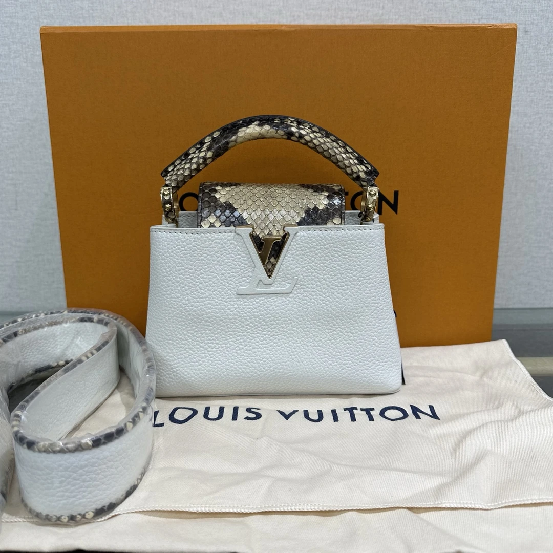 95新 LouisVuitton/路易威登 Capucines mini拼蛇皮斜挎包31346