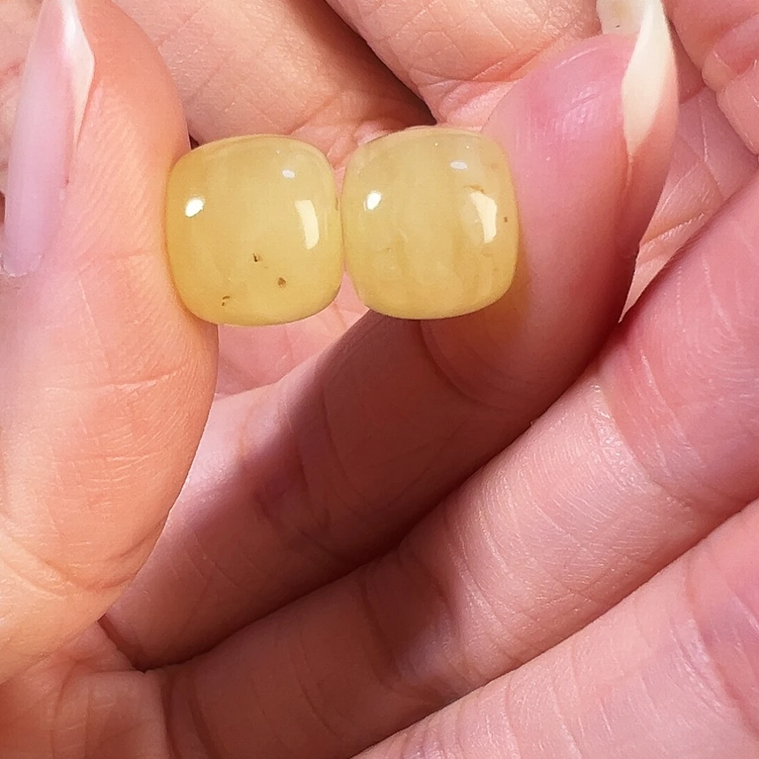 蜜蜡未镶嵌颈饰10mm两颗老型微瑕