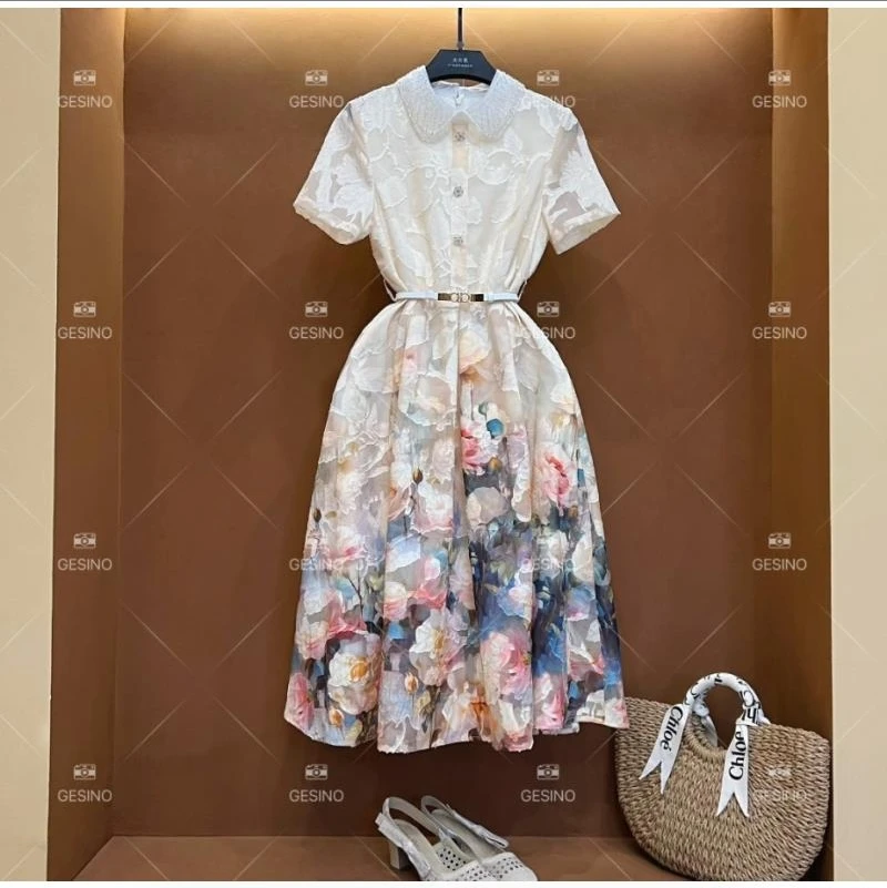 【G】春夏丨设计师法式气质印花女士连衣裙 CX-2024286