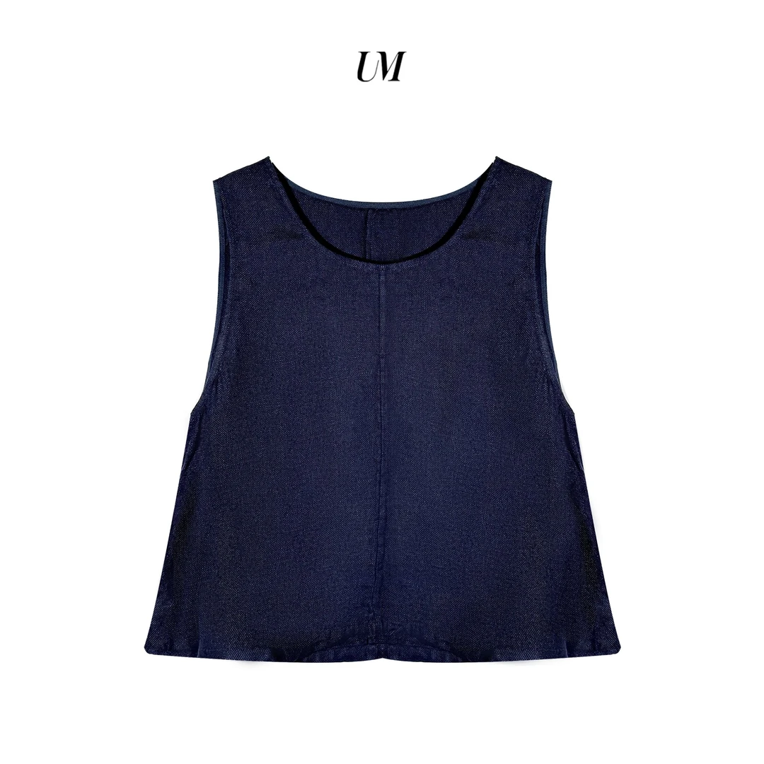 【U.M】休闲无袖纯麻背心上衣