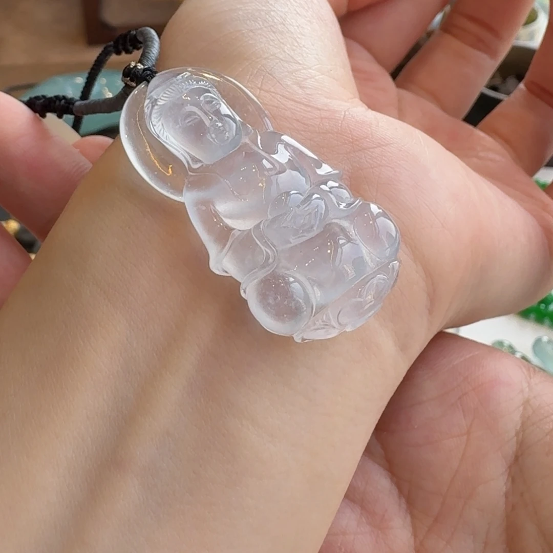 翡翠裸石老坑料观音