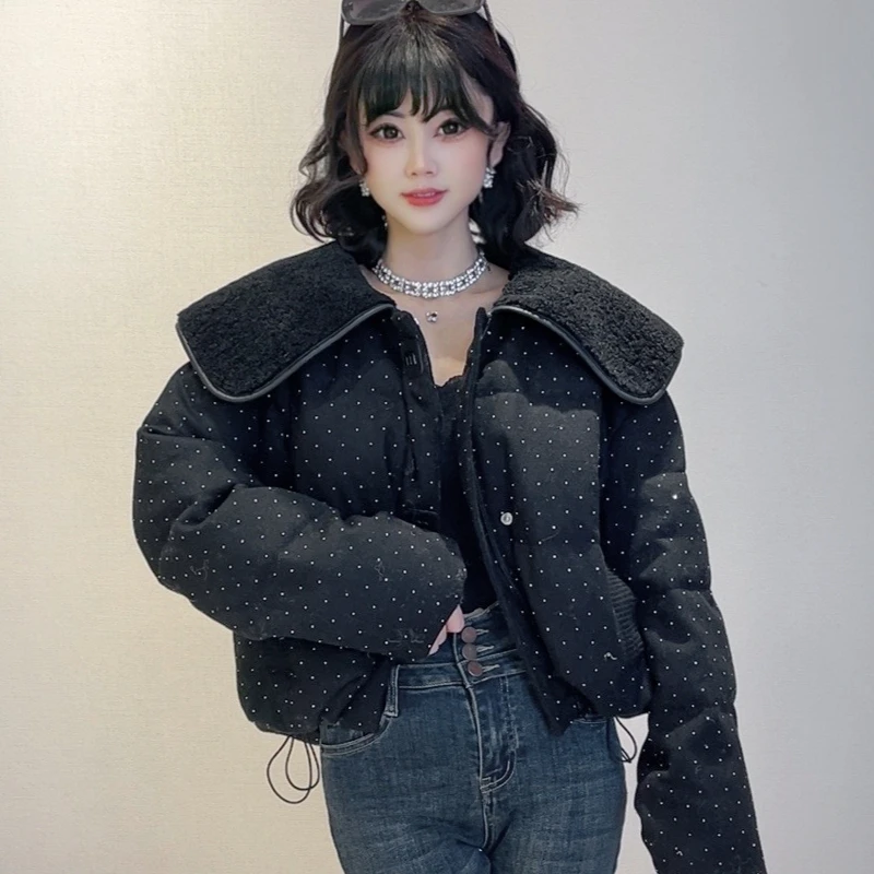 迪否欧货满钻棉服女冬2025新款宽松加厚保暖女士上衣外套2101