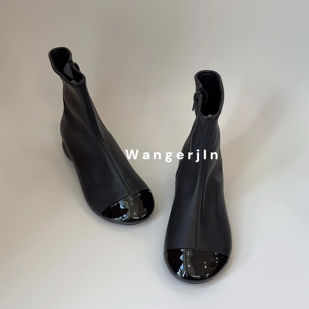【王二今】羊皮/3CM/小香风踝靴时尚休闲切尔西瘦瘦靴时装显瘦短靴