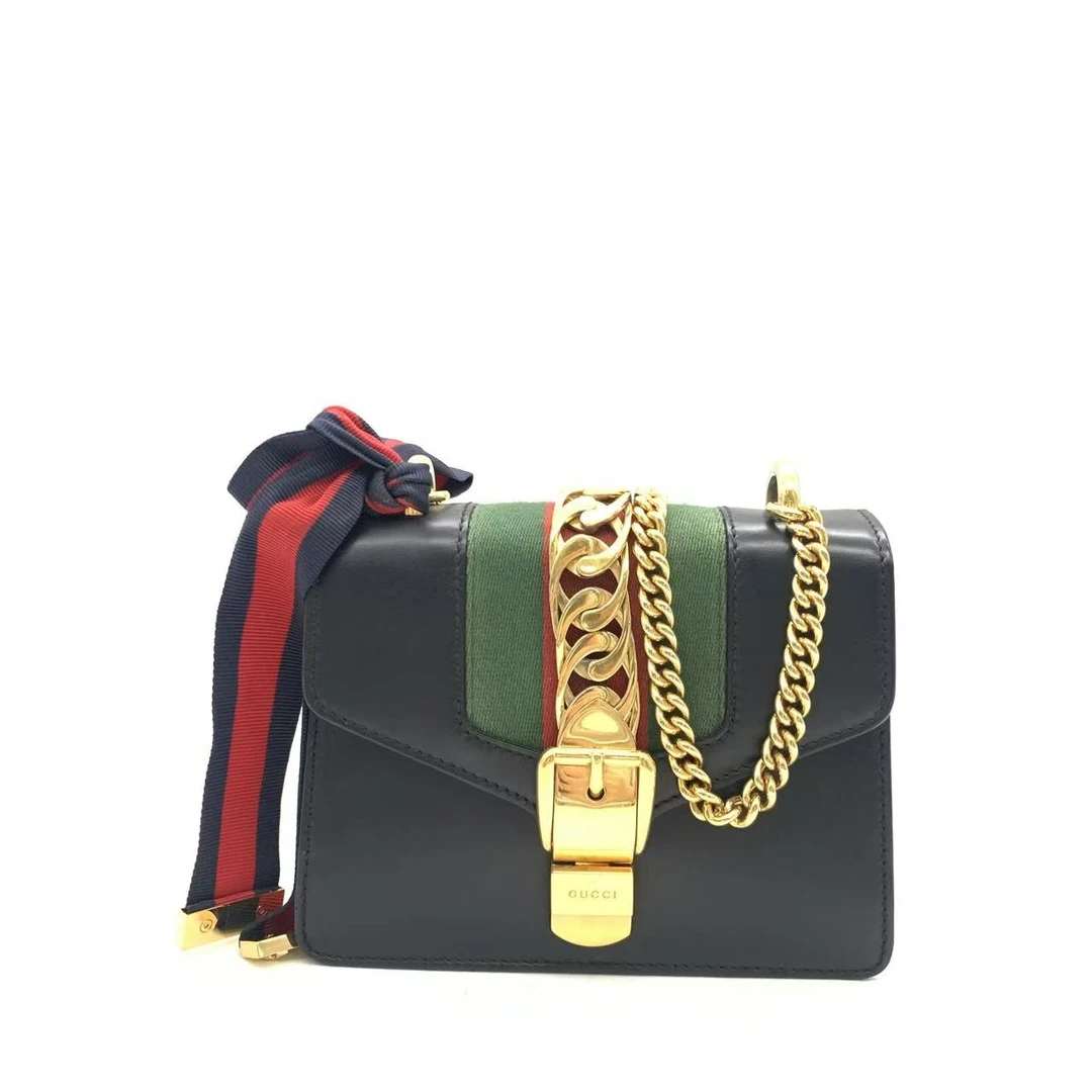 95新 GUCCI/古驰 【安则专属】黑色小号塞尔维亚单肩包