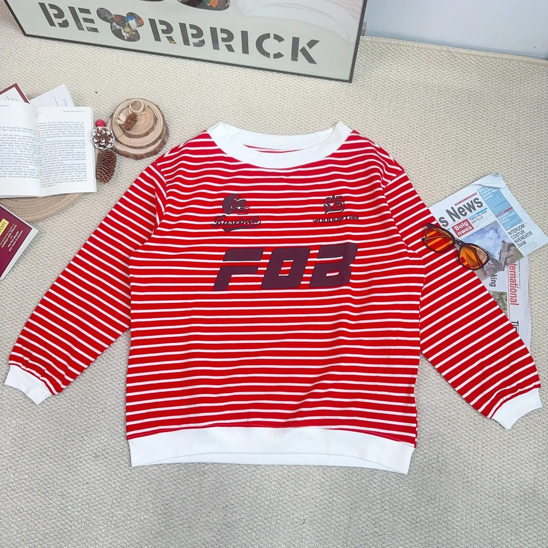 2025年春季新款时尚休闲条纹休闲长袖卫衣9425