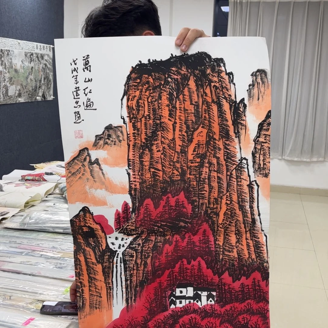 国画纯手绘无边框作品