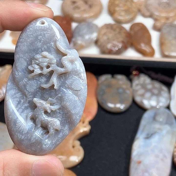 硅化珊瑚（珊瑚玉）未镶嵌颈饰