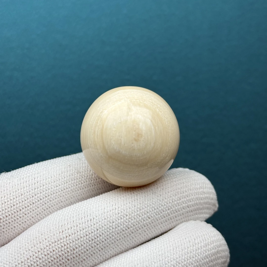 D46-83天然猛犸牙 芝士皮圆珠29.2mm支持复检假一罚十