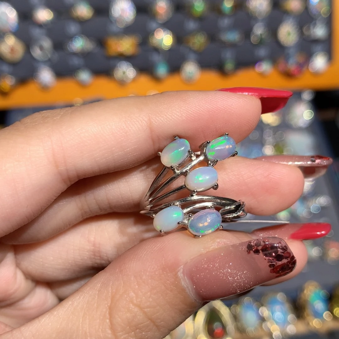 银S925镶嵌欧泊欧泊戒指y