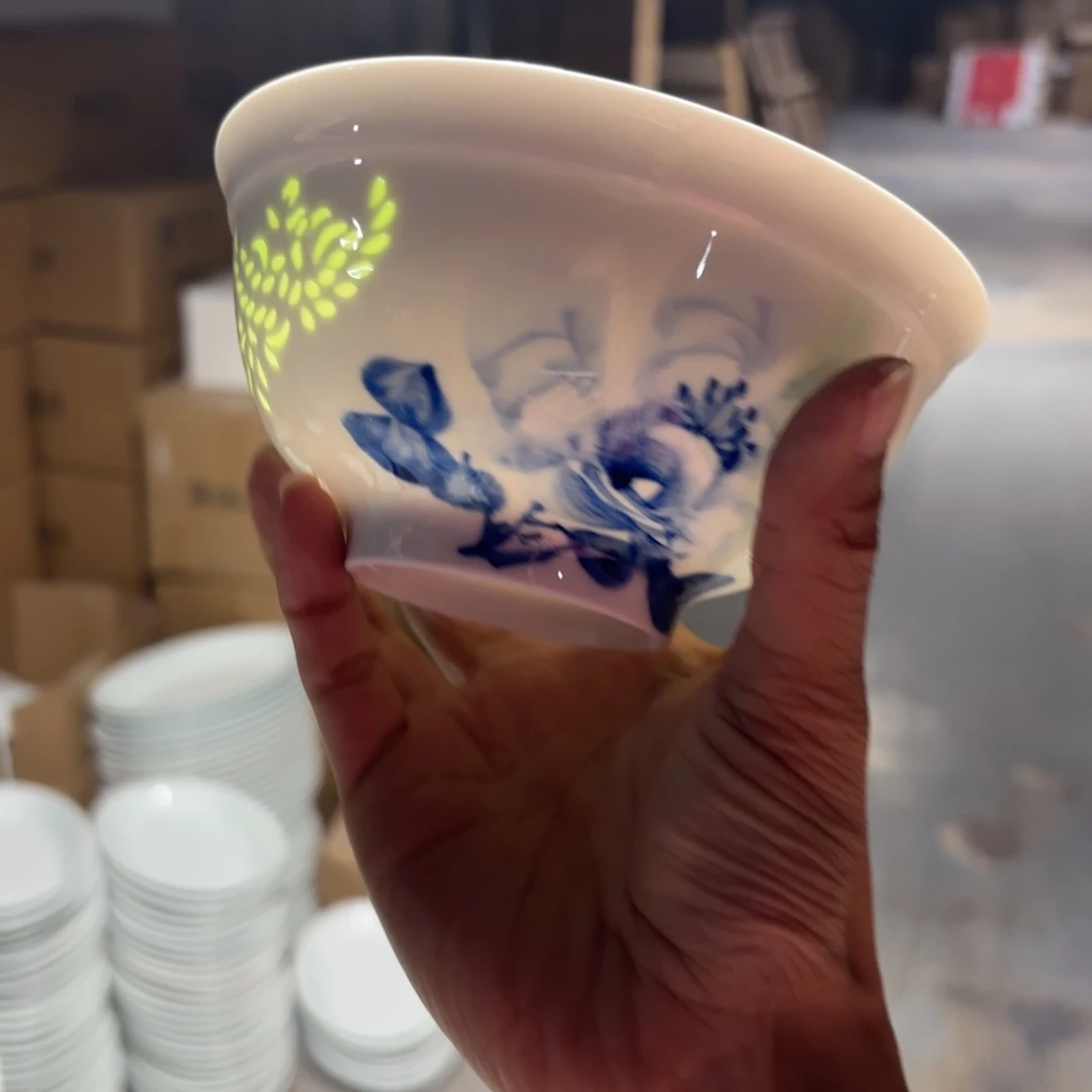 玉瓷景德镇陶瓷米饭碗两只微瑕