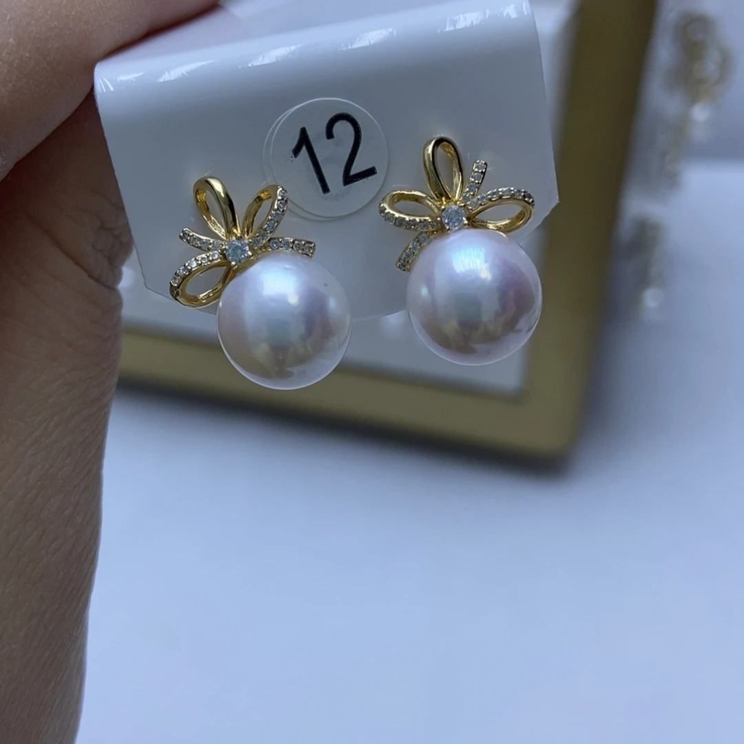银S925镶嵌淡水珍珠耳饰