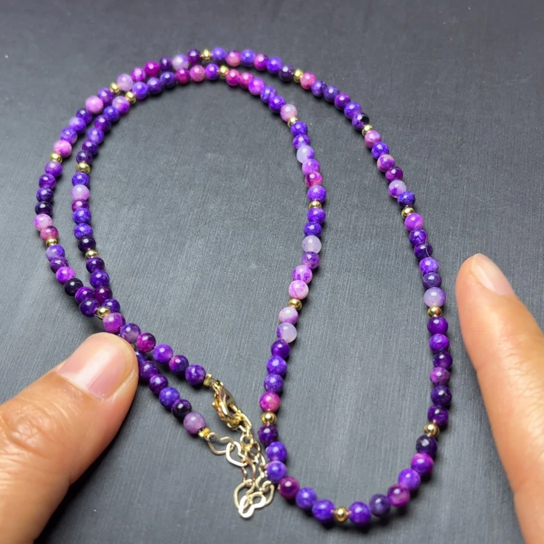 紫泥夜莺爆紫丝绒幻彩锁骨链可搭吊坠