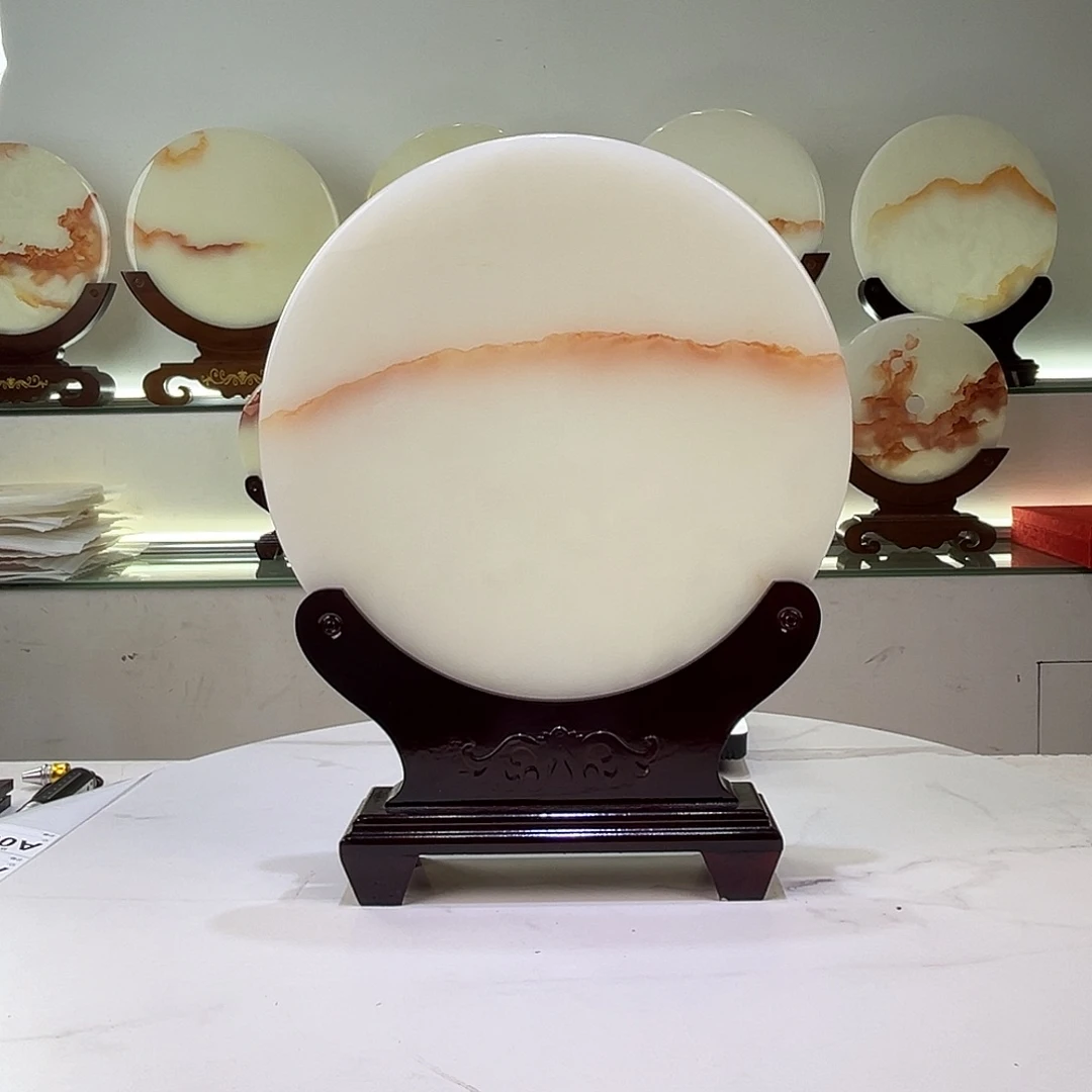 平***界玉36cm天然玉石平安扣摆件