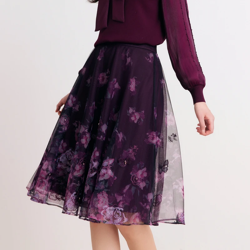 Koradior/珂莱蒂尔高腰时尚碎花半裙KW02804T7