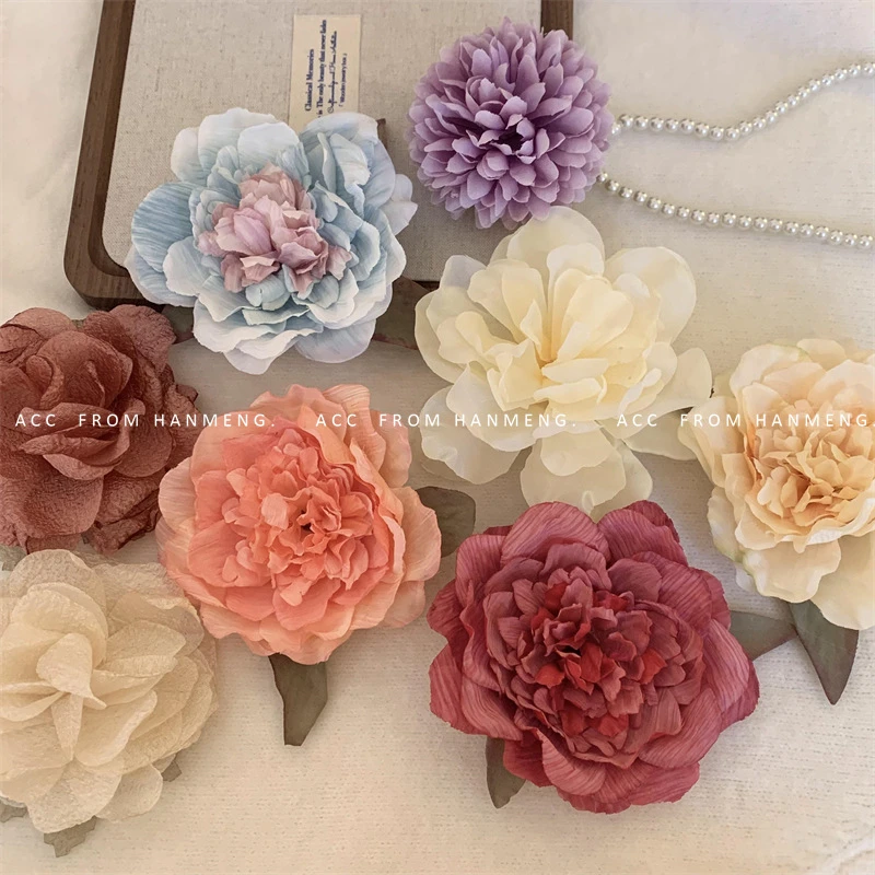 花花超仙渐变牡丹花朵气质鸭嘴夹发夹氛围少女刘海夹拍照发饰发卡