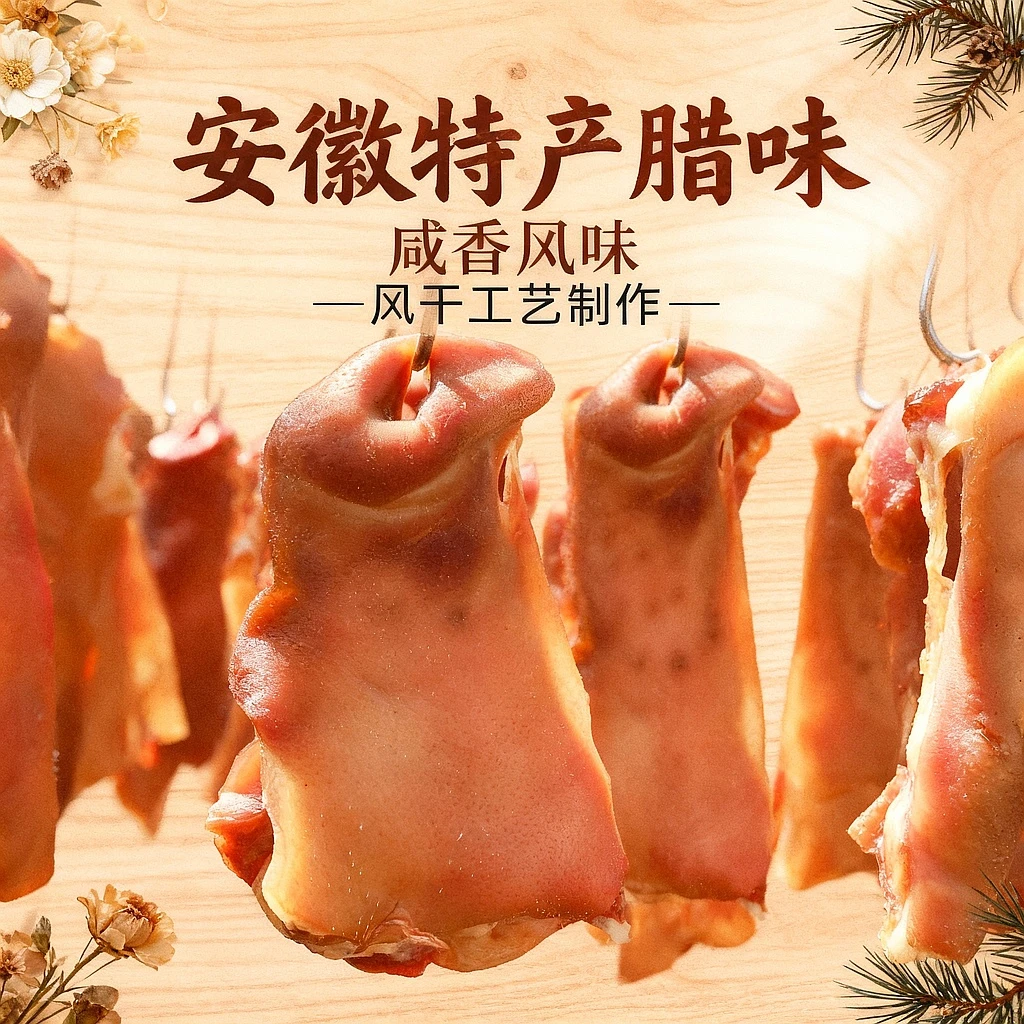 风干咸猪拱嘴安徽特产风干猪鼻子咸货腊味去骨纯猪鼻子400g腊拱嘴