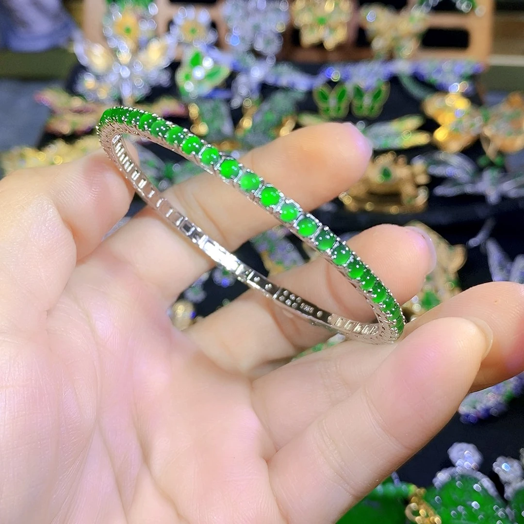 吊坠(不含链)银S925镶嵌翡翠